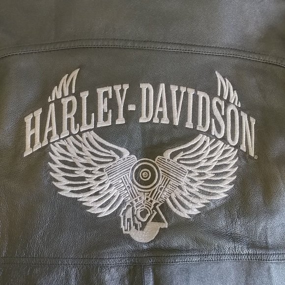 Men's Small S Harley-Davidson Leather 1/2 Zip Pullover - Picture 2 of 6